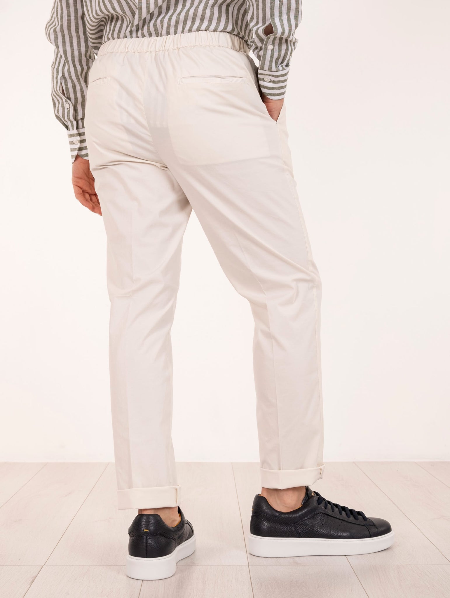 Pantalone Jogging Devorè in Cotone Piuma Latte