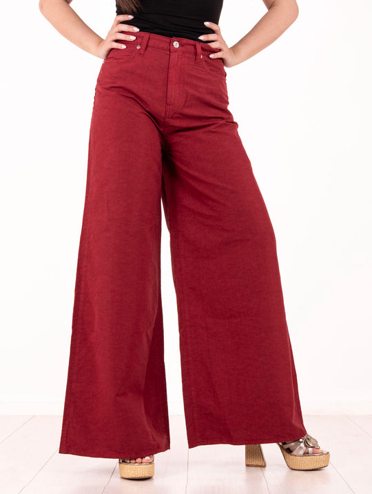 Pantalone Kaori Roy Roger's in Cotone e Lino Cranberry