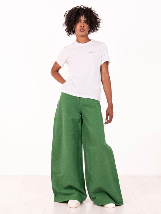 Pantalone Kaori Roy Roger's in Cotone e Lino Verde