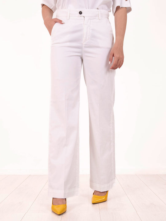 Lais Roy Roger's Pants in White Cotton and Lyocell