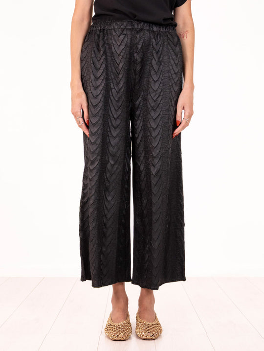 Pantalone Meimeij Plissè Chevron Nero