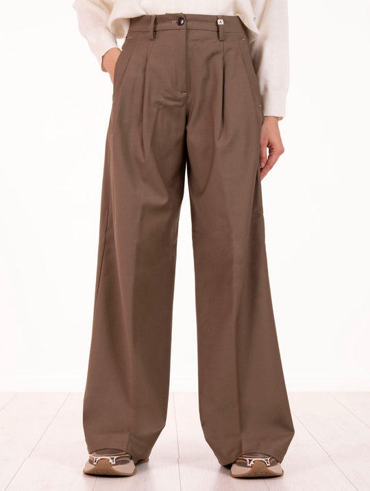 Pantalone Myths Doppia Pinces in Tela di Lana Mastice