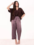 Pantalone Myths in Seta Marrone, Viola e Lilla