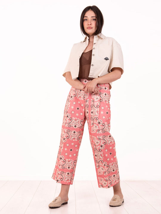 Hose Myths aus Baumwolle und Leinen Bandana Rosa