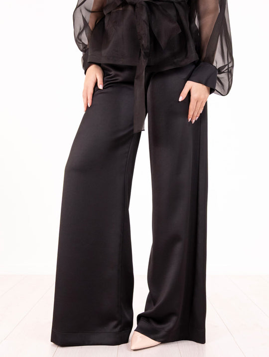 Black Satin Palazzo D.Exterior Trousers
