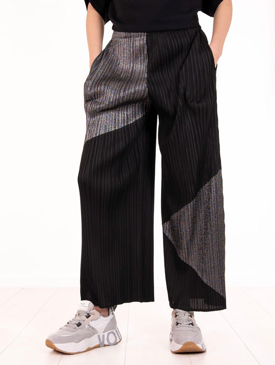 Pantalone Plissè Meimeij Nero e Argento