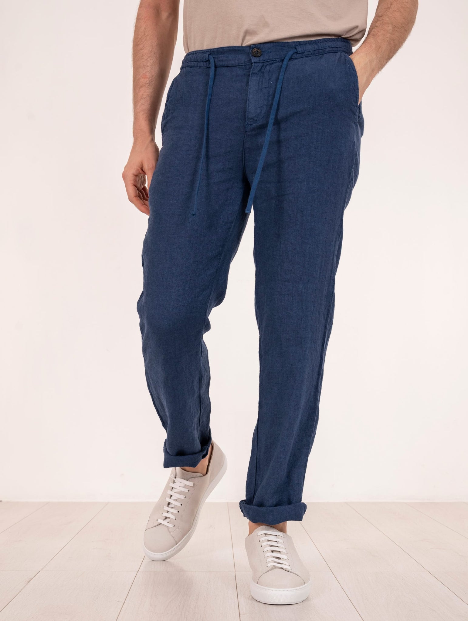 Pantalone Portofino Roy Roger's in Lino Naval Blue