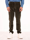 Pantalone Re-Hash in Cotone e Lyocell a Costine Oliva