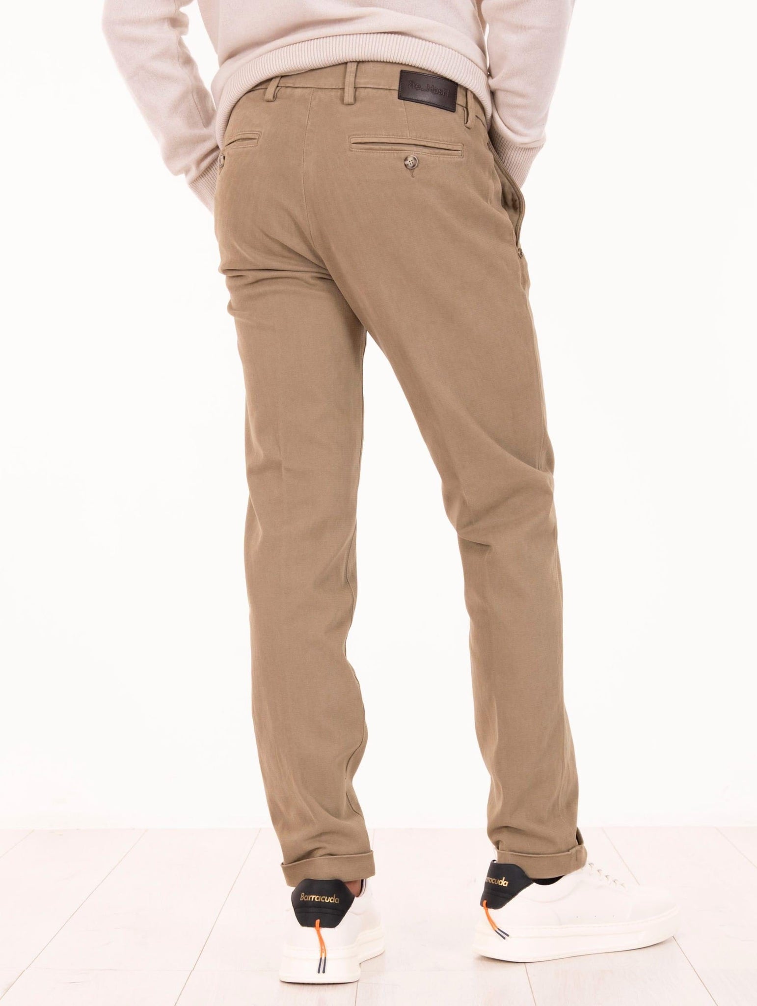 Pantalone Re-Hash in Cotone e Lyocell Piquet Beige