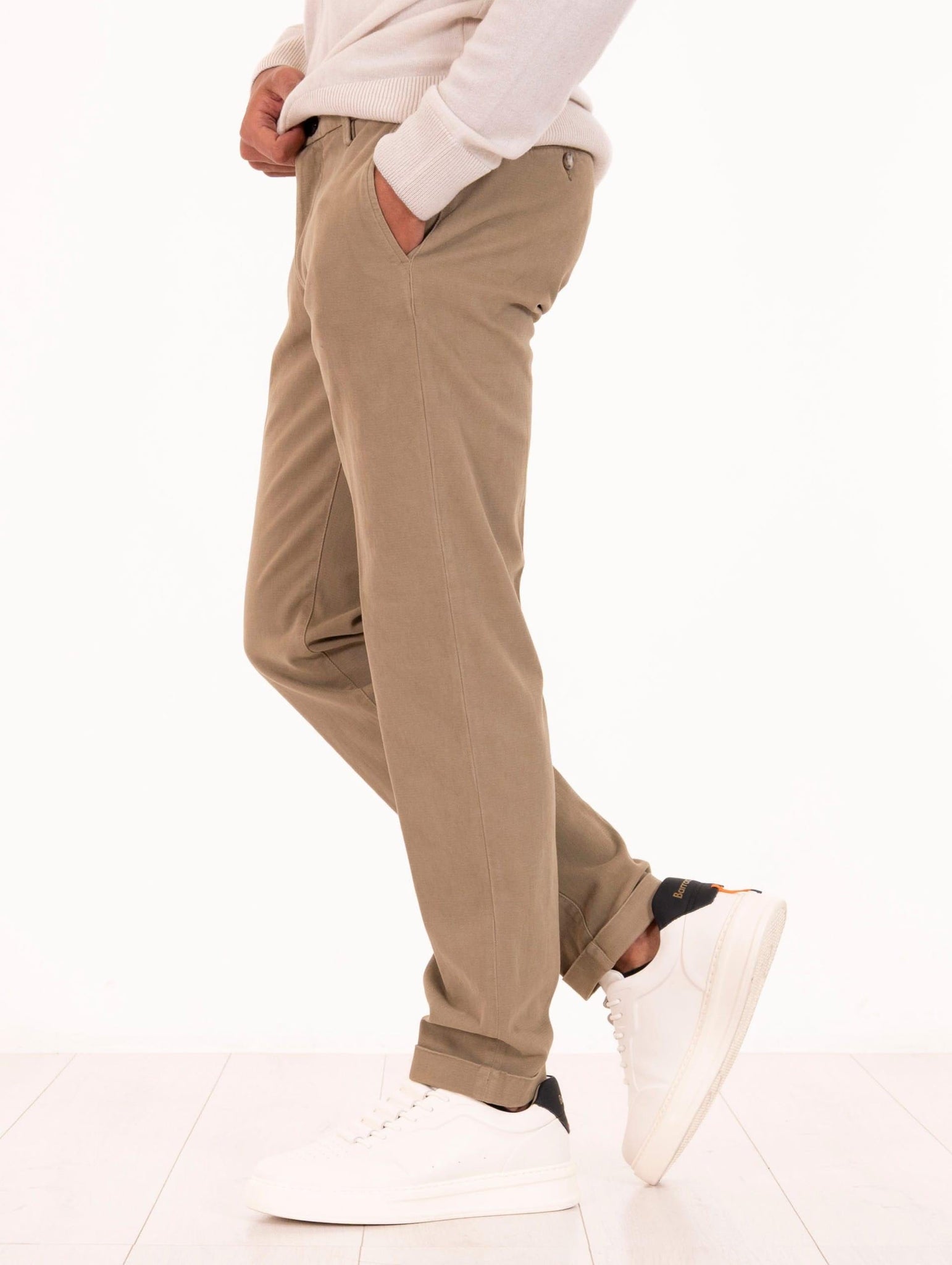 Pantalone Re-Hash in Cotone e Lyocell Piquet Beige