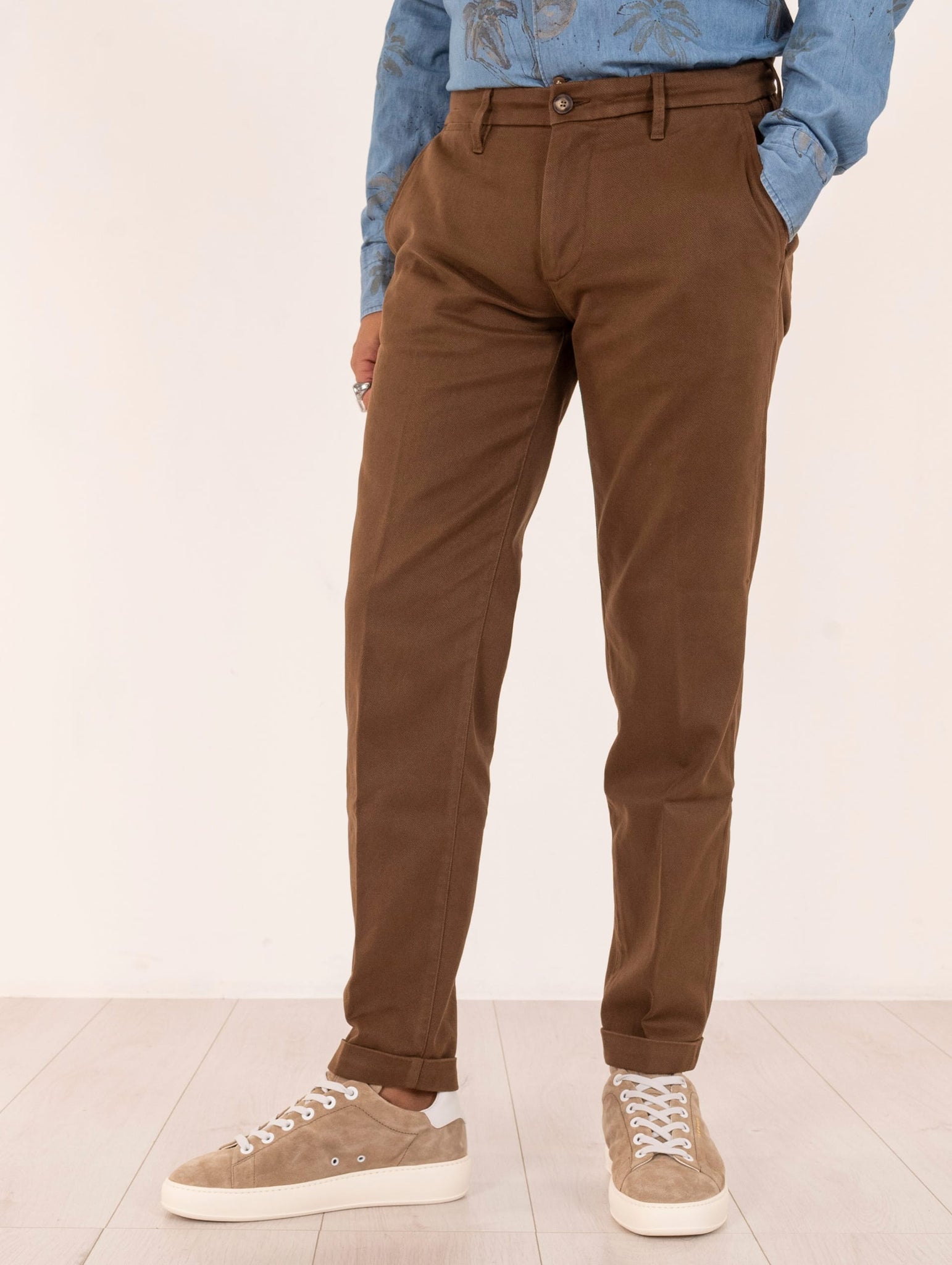 Pantalone Re-Hash in Cotone e Tencel Tabacco