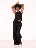 Pantalone Ricamo No Secrets in Cotone Nero