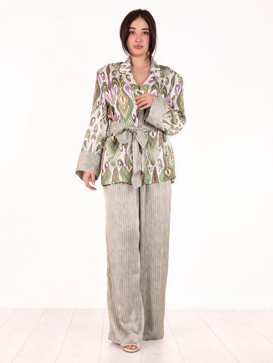 Pantalone Righe Bye Firenze in Viscosa Verde