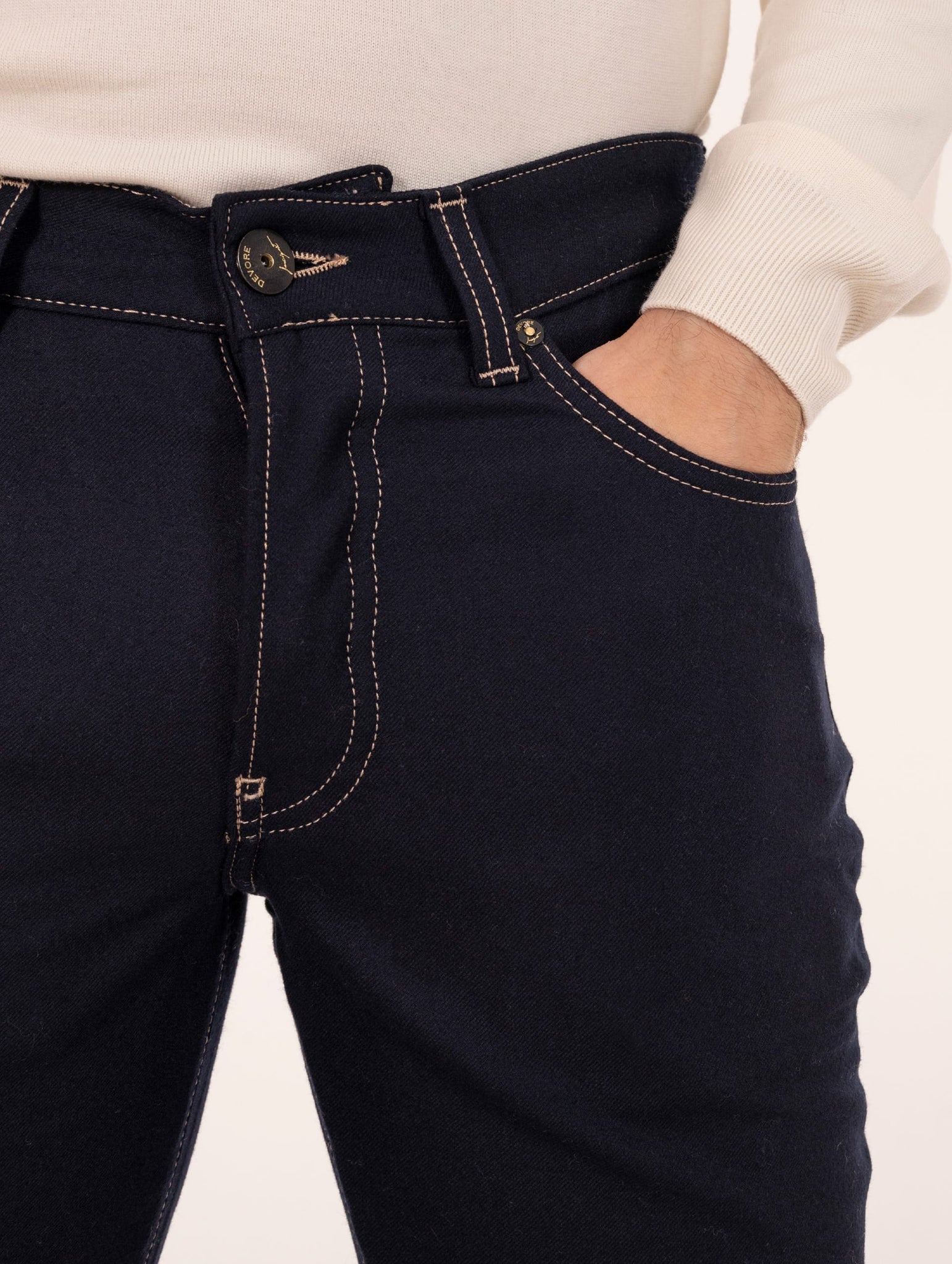 Pantalone Slim Devorè in Lana Vergine Loro Piana Blu