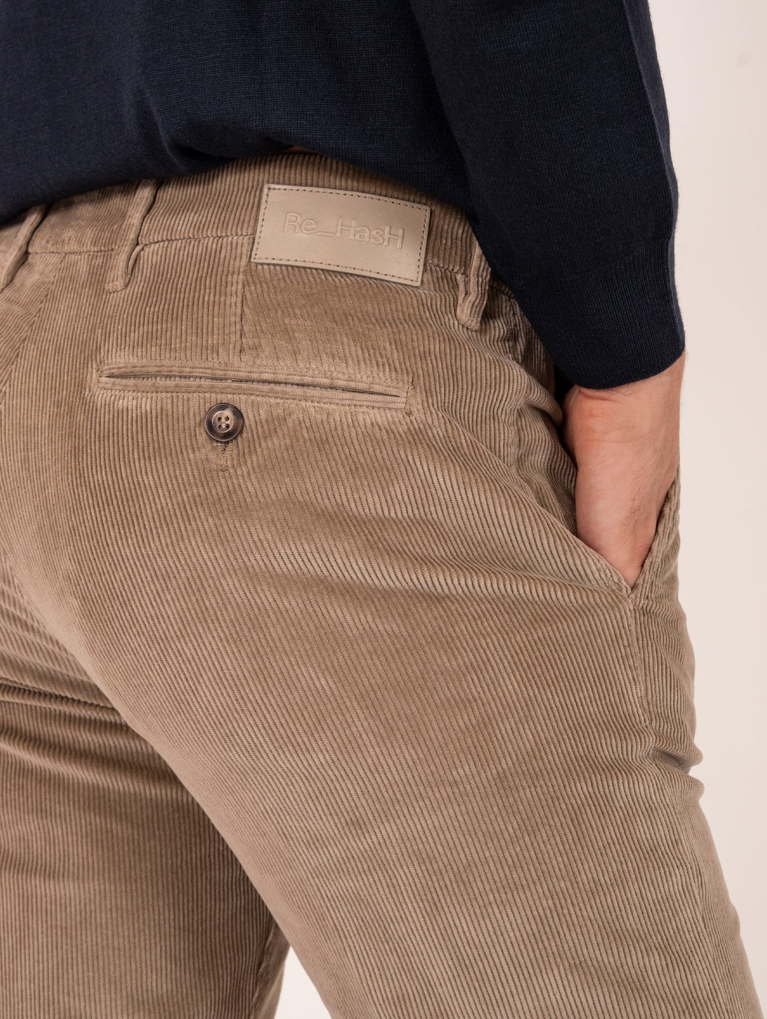 Pantalone Slim Re-Hash in Velluto Beige