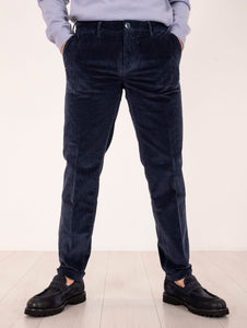 Pantalone Slim Re-Hash in Velluto Navy