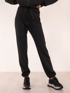 Pantalone Strass Brand Unique in Cotone Nero