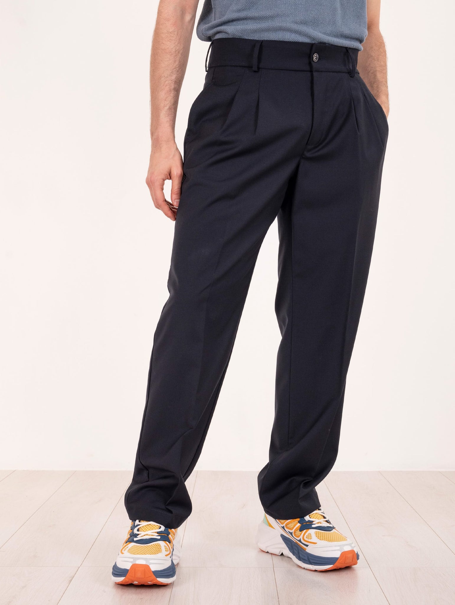 Pantalone The Editor in Fresco Lana Navy