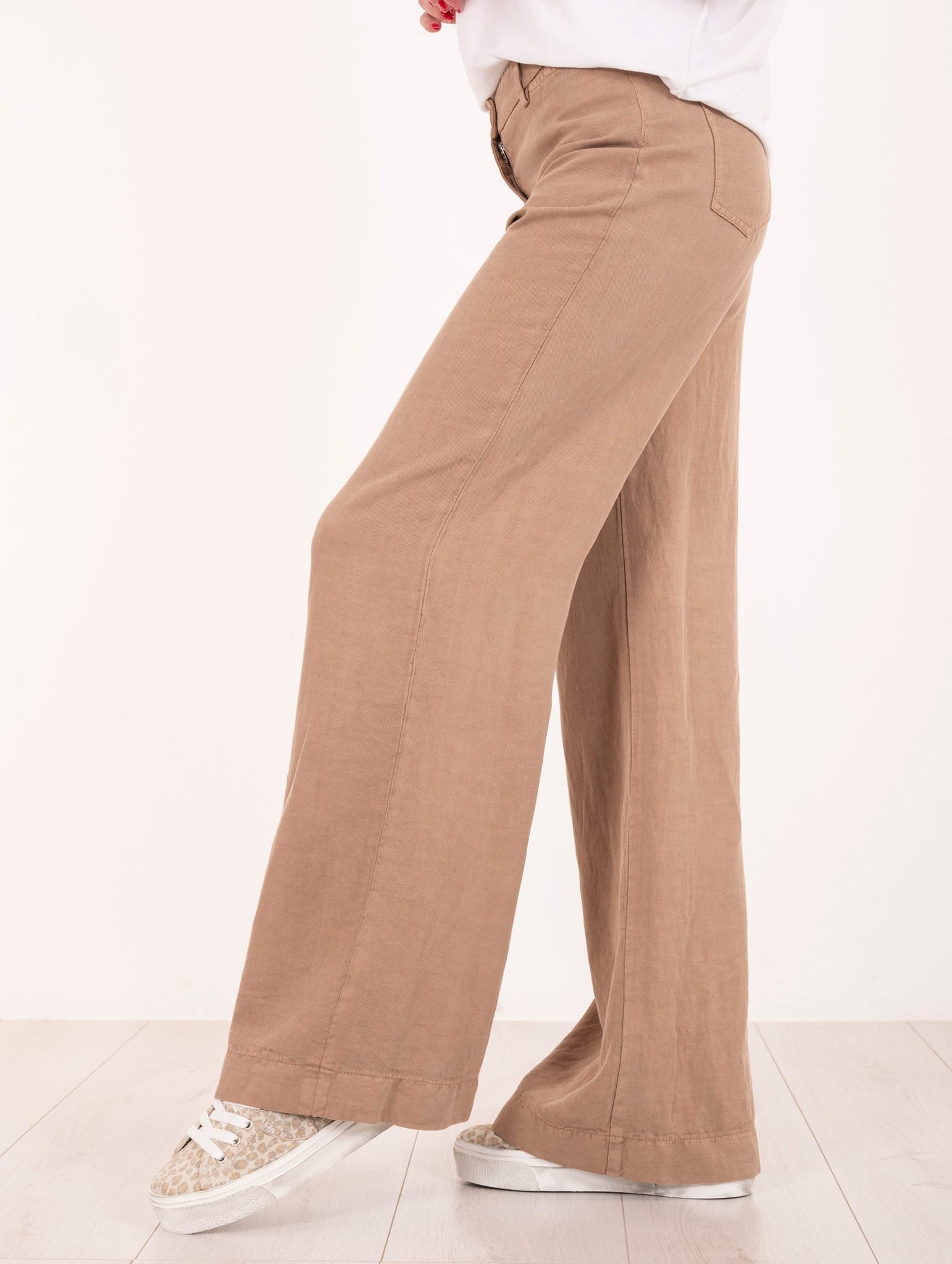 Pantalone Via Masini 80 in Lyocell e Lino Beige