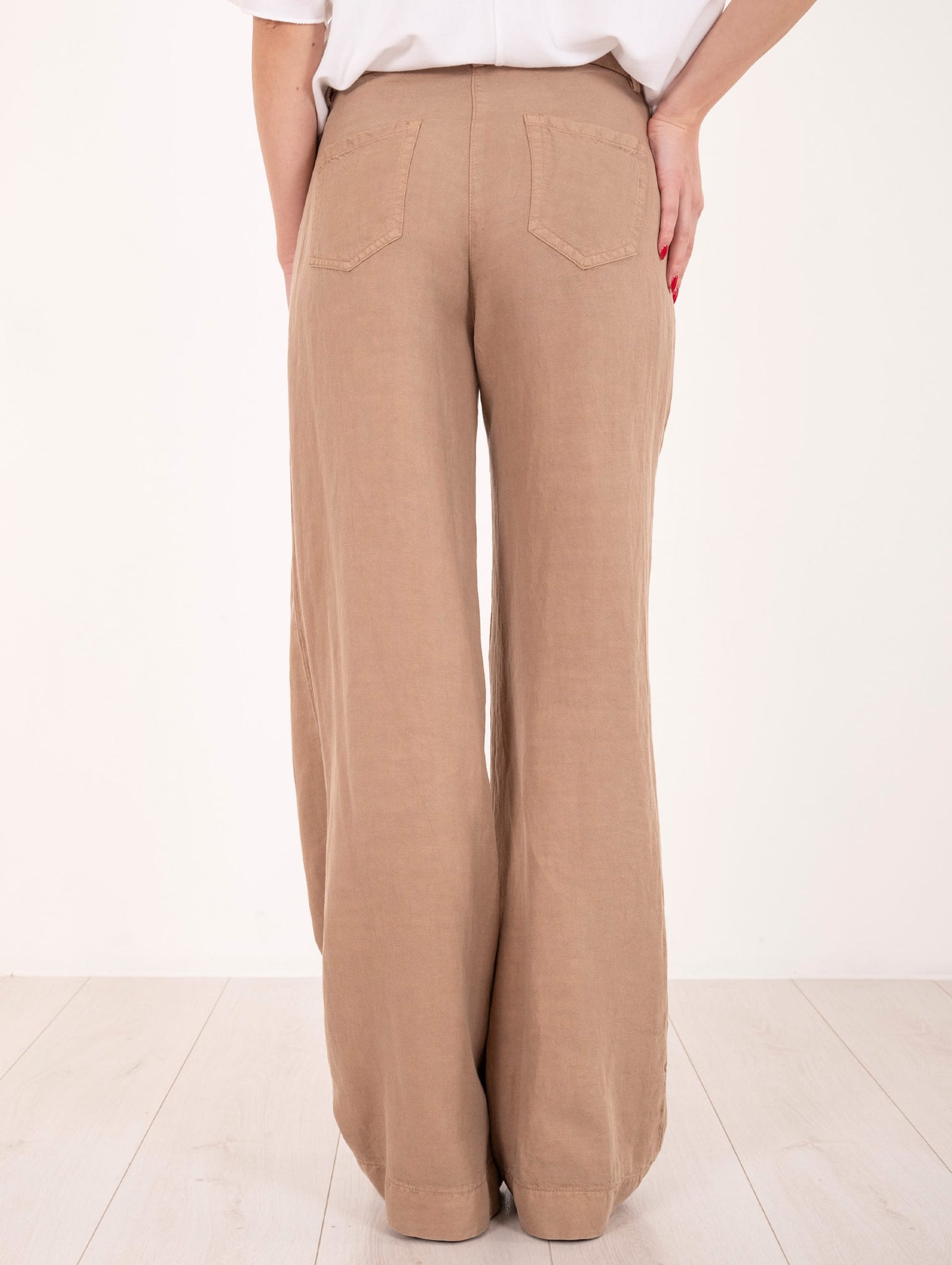 Pantalone Via Masini 80 in Lyocell e Lino Beige