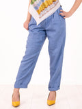 Pantalone White Sand in Lino e Viscosa Ceruleo