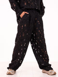 White Sand Black Viscose Pants