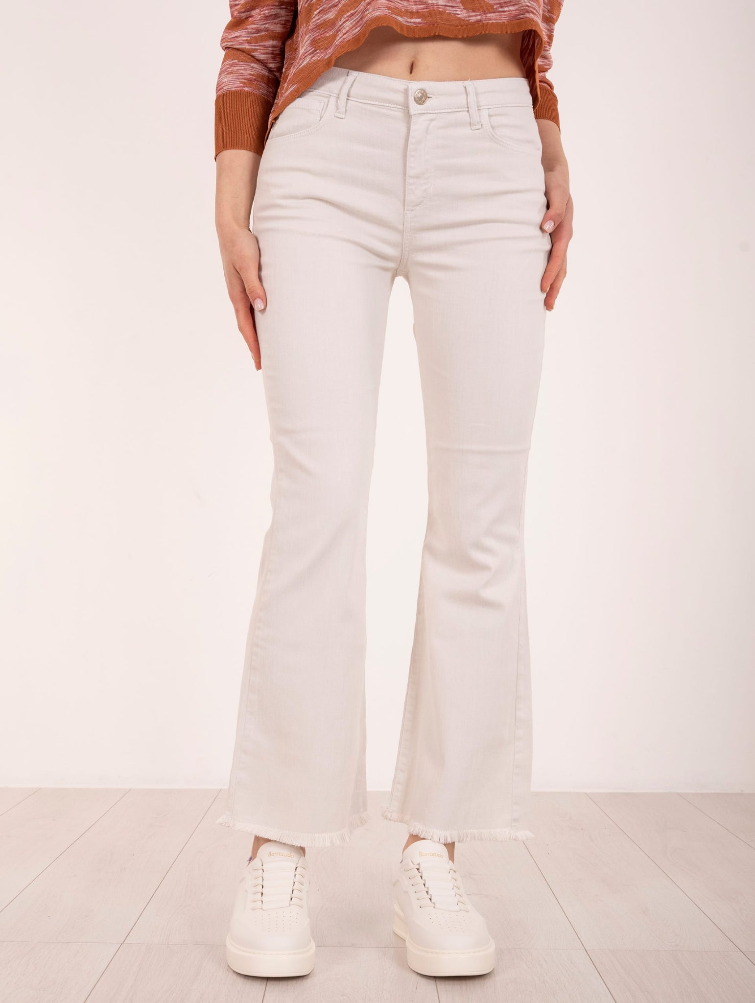 Pantalone Zampetta Amy J-cube in Cotone Bianco