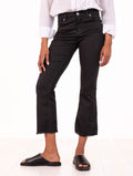 White Wise Black Cotton Flared Trousers