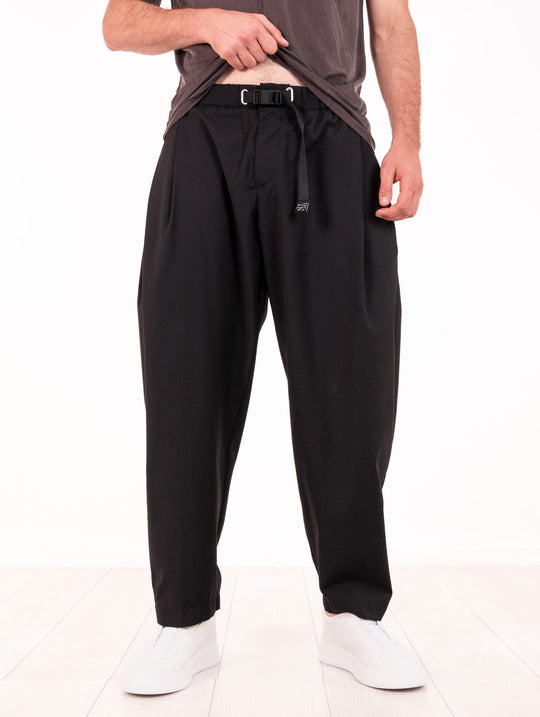 White Sand Pants in Black Wool Blend
