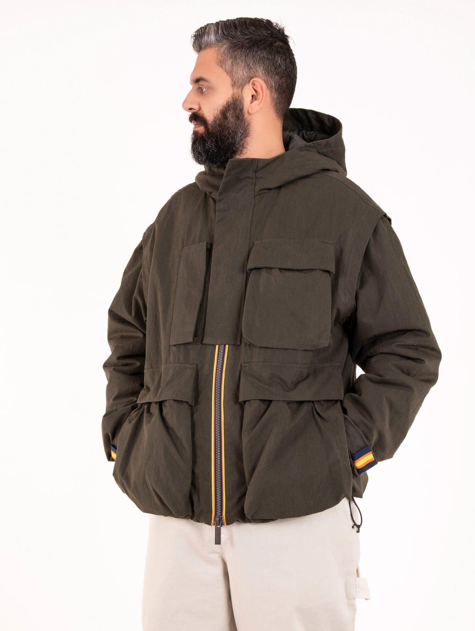 Parka Guillermo K-Way in Misto Cotone Verde