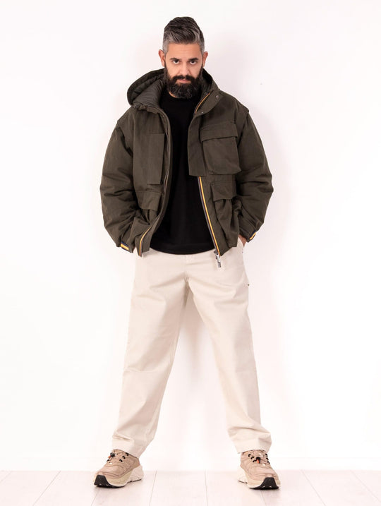 Parka Guillermo K-Way in Misto Cotone Verde