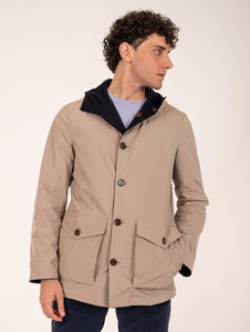 Parka Reversibile Kired in Cashmere e Tessuto Tecnico Blu