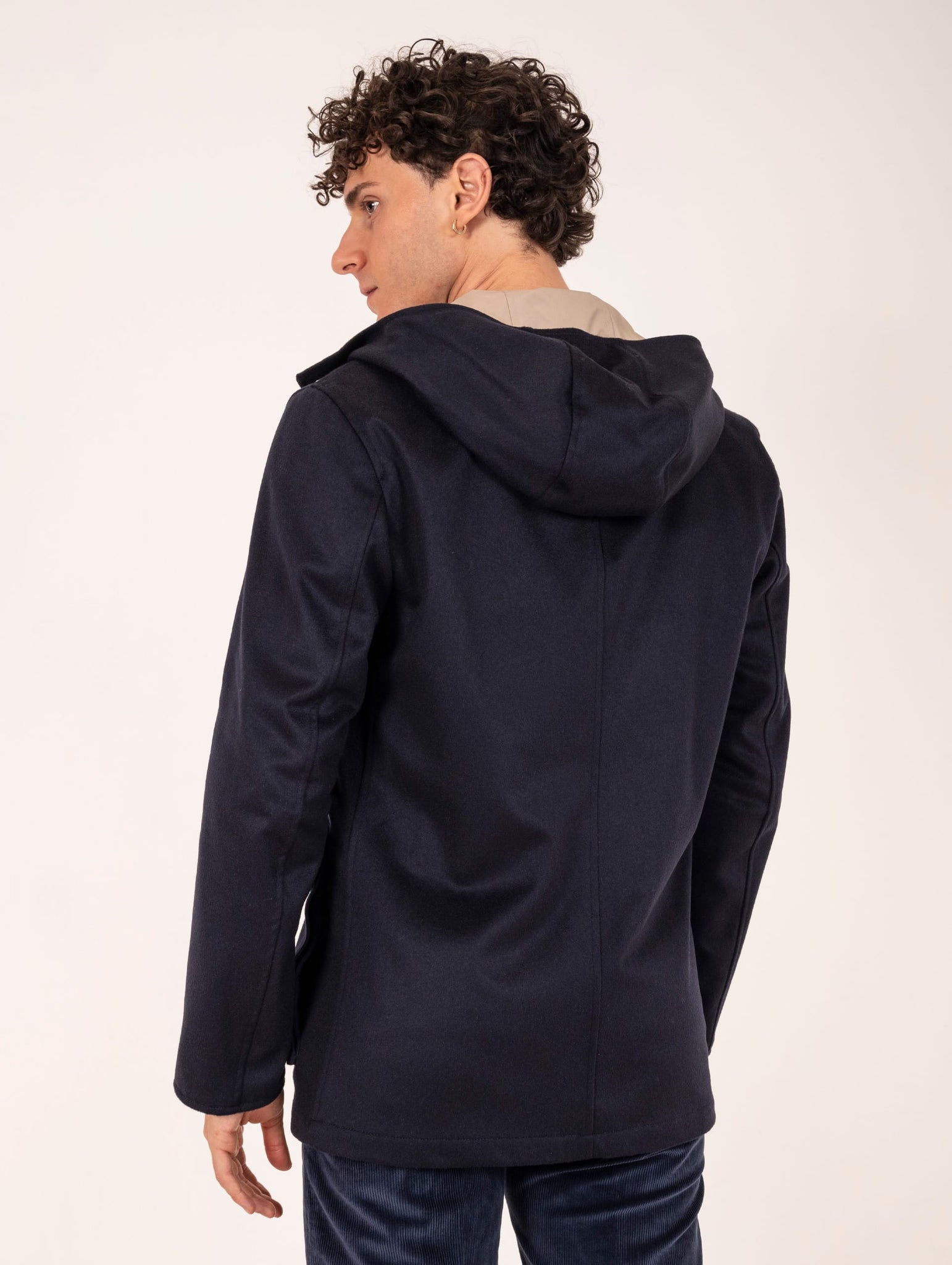 Parka Reversibile Kired in Cashmere e Tessuto Tecnico Blu