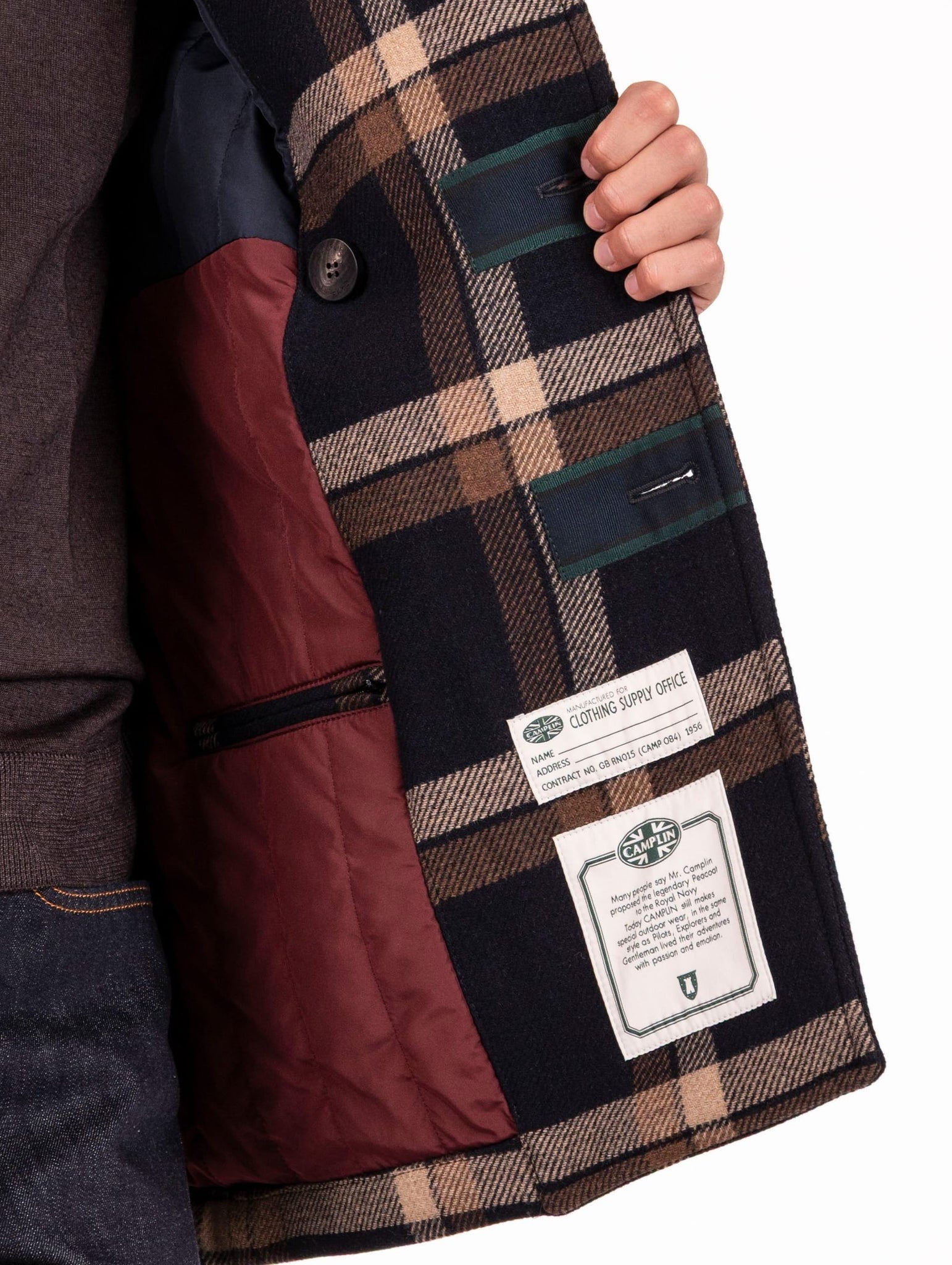 Peacot Camplin in Lana Check Blu e Beige