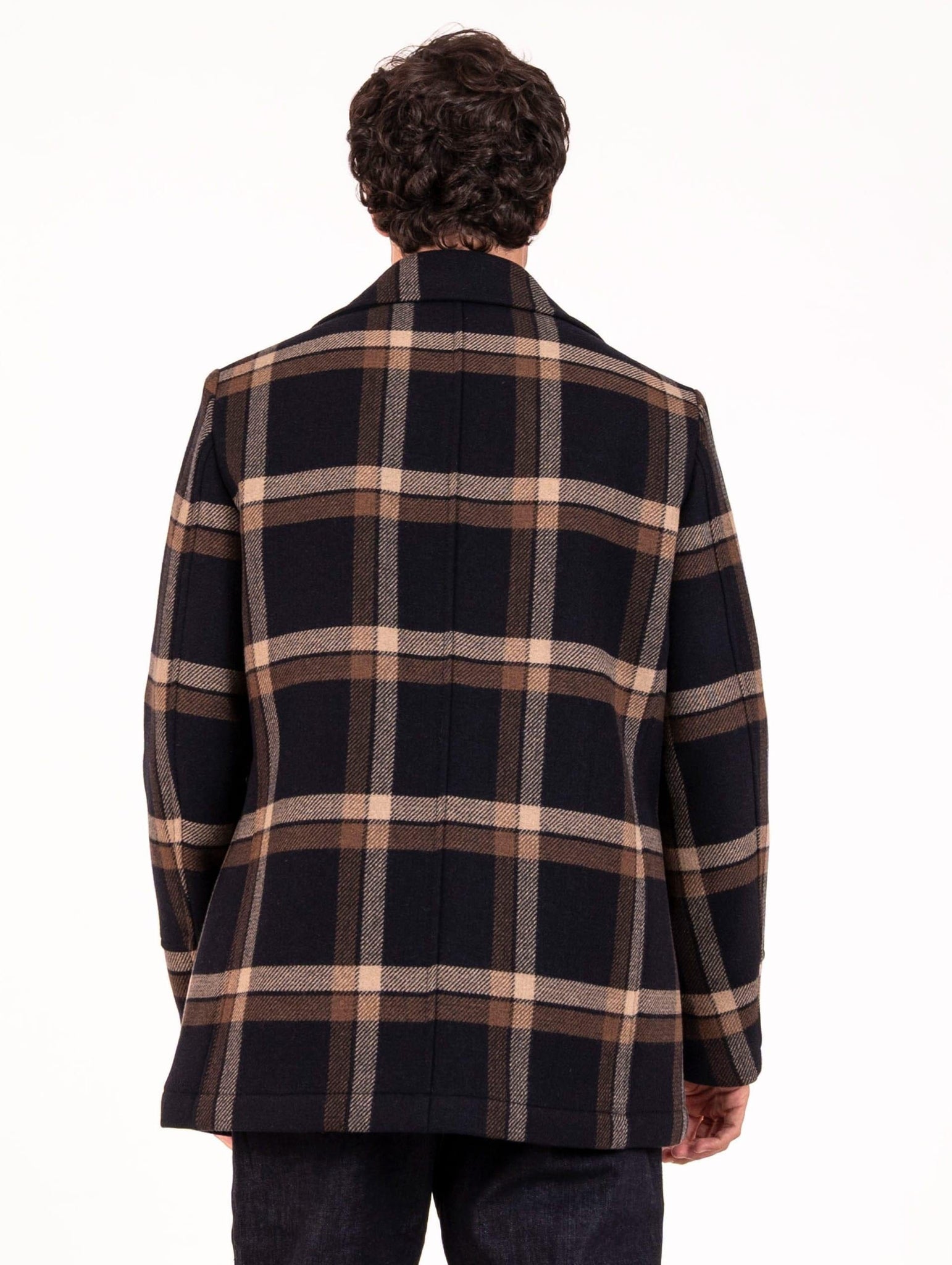 Peacot Camplin in Lana Check Blu e Beige