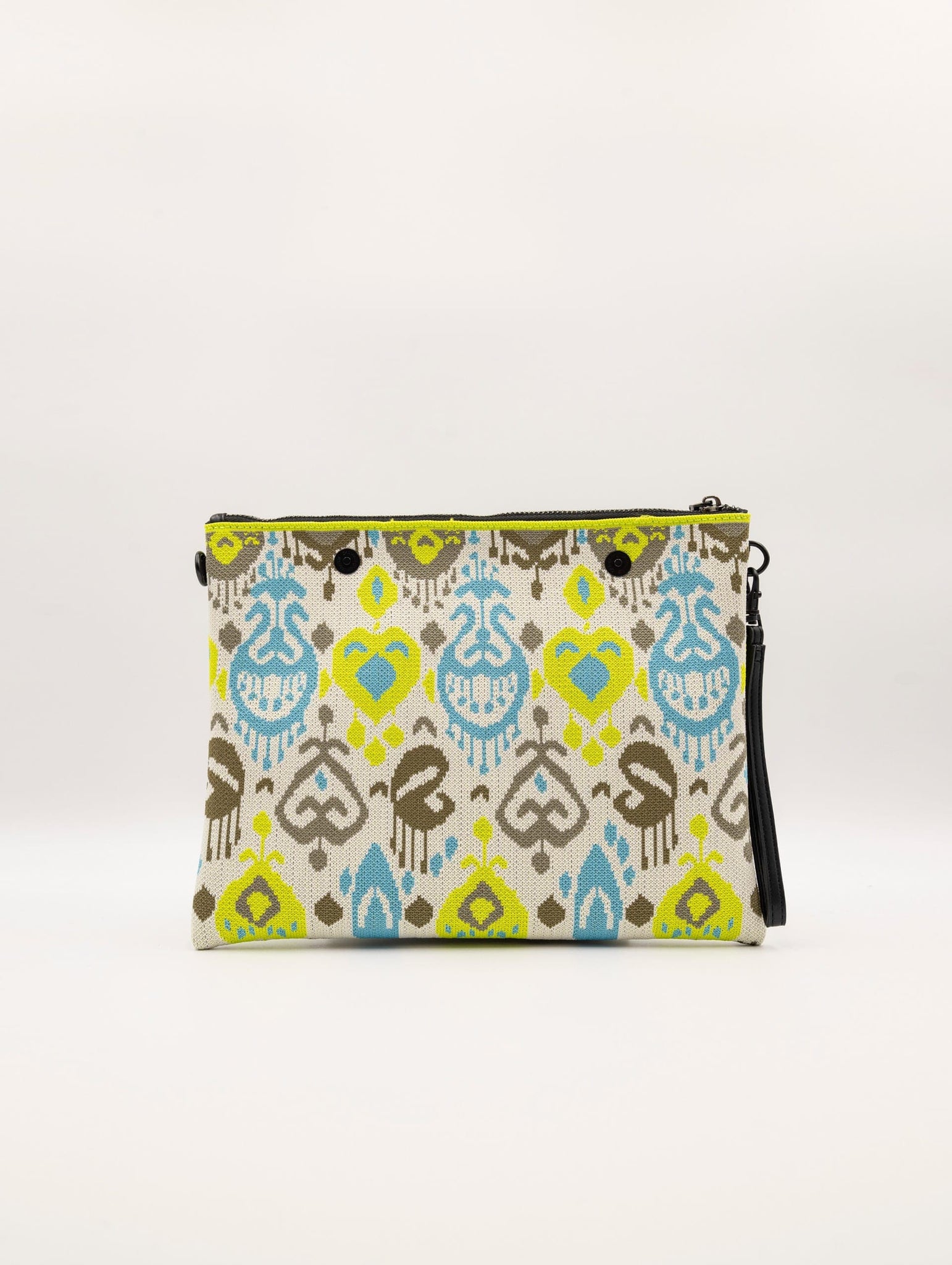 Pochette Ikat Fri-Yay in Maglia Lime, Celeste e Fango