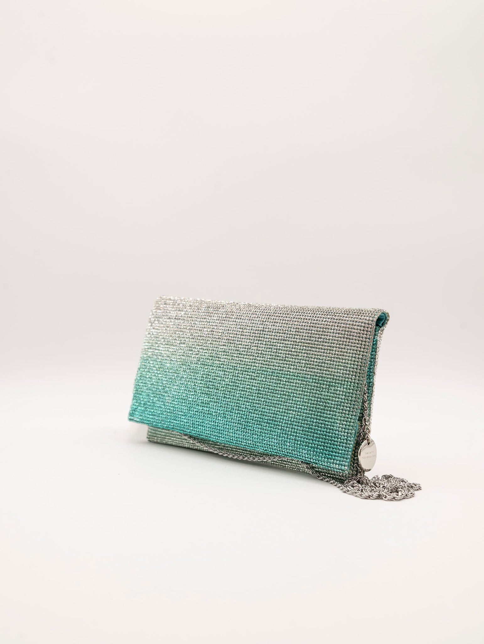 Pochette Twenty Fourhaitch Strass Verde Acqua