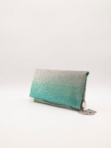 Pochette Twenty Fourhaitch Strass Verde Acqua