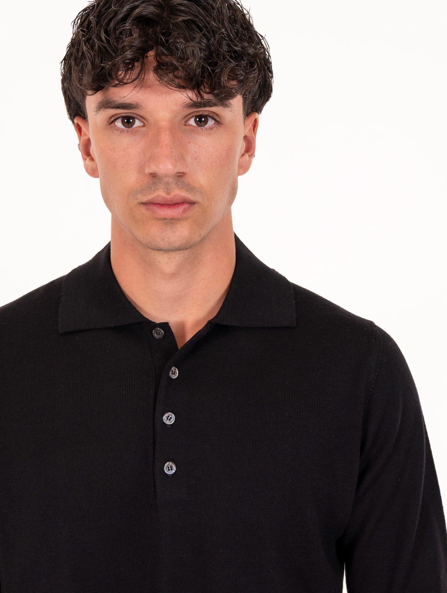 Polo Alpha Studio in Lana Merinos Nero