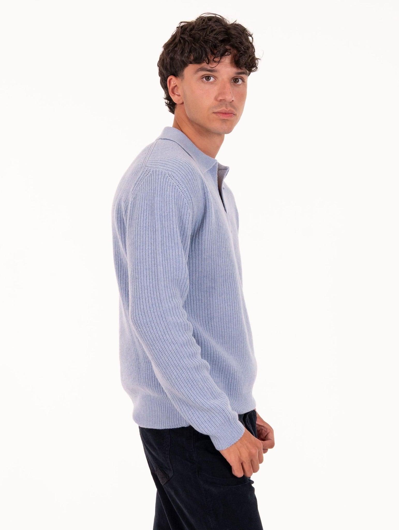 Polo Capri Daniele Fiesoli in Eco Cashmere Celeste