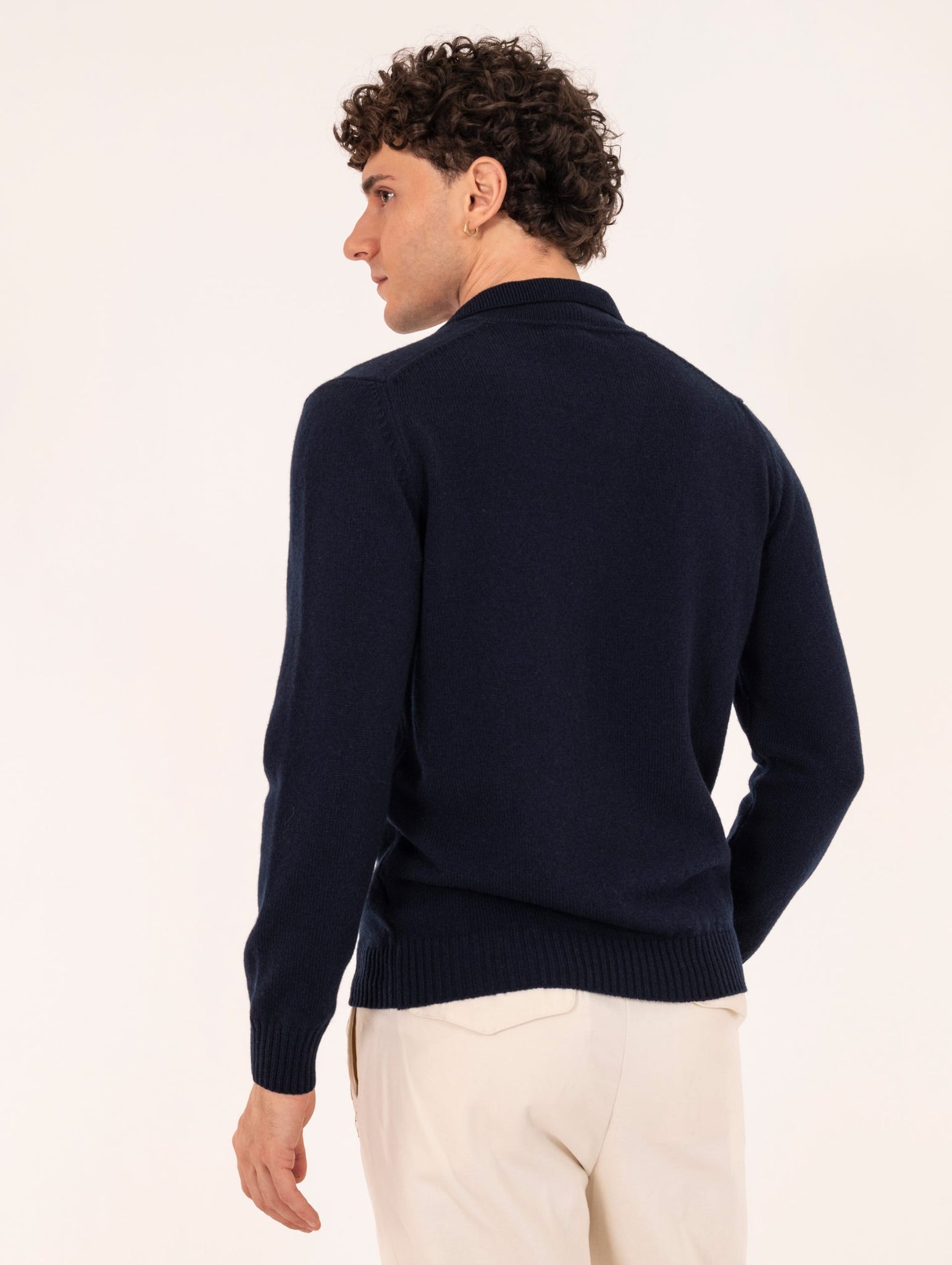 Polo Capri H953 in Lana Merinos Extrafine e Cashmere Navy