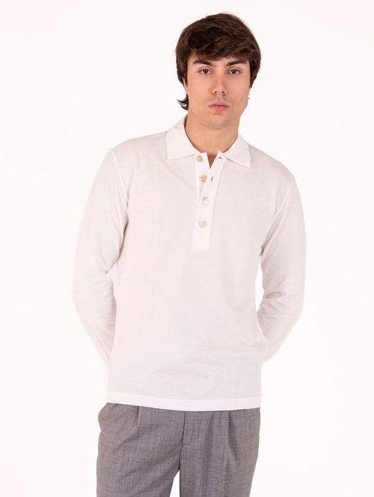Polo Eeleventy Milano Platinum in Cotone Piquet Bianca