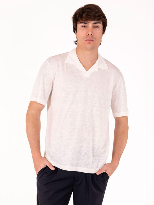 Polo Eleventy Milano Platinum in Lino Bianca