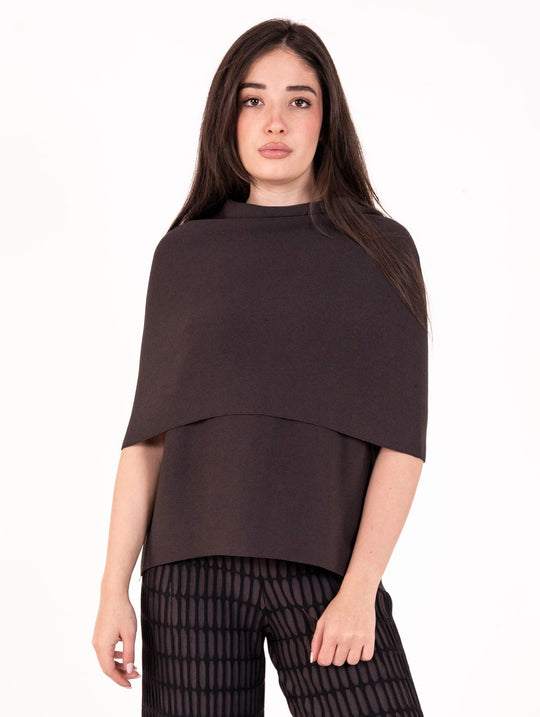 Poncho Liviana Conti aus Strick Schokolade