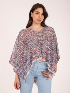 Poncho M Missoni in Viscosa e Cotone Multicolor Lurex