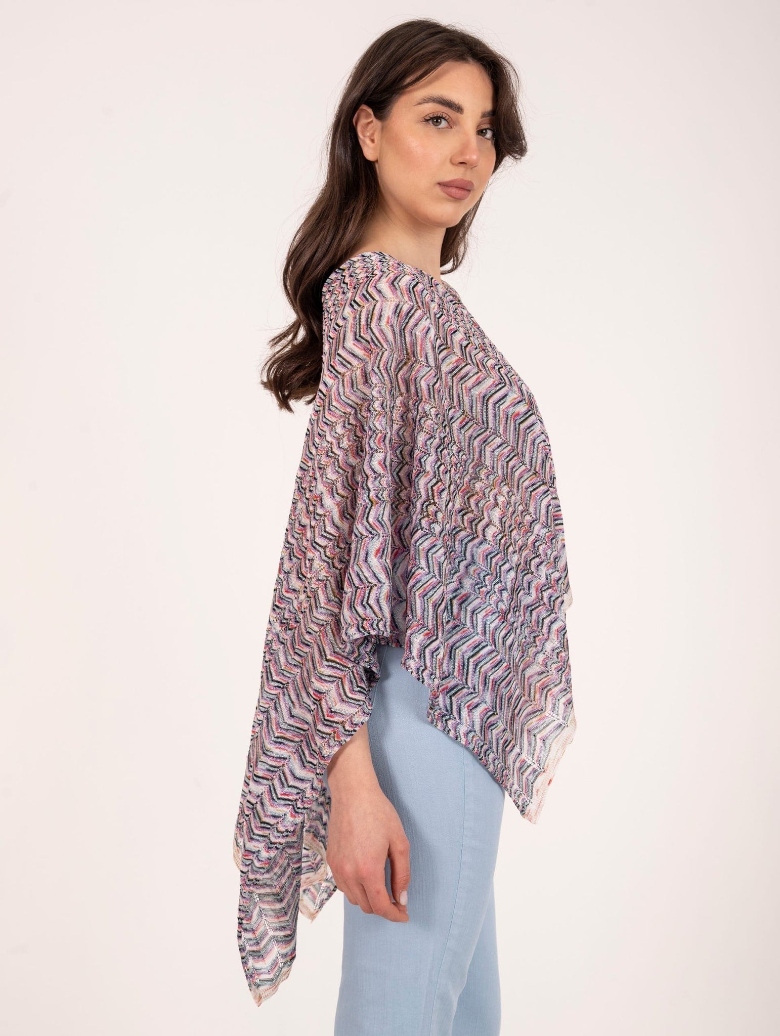 Poncho M Missoni in Viscosa e Cotone Multicolor Lurex