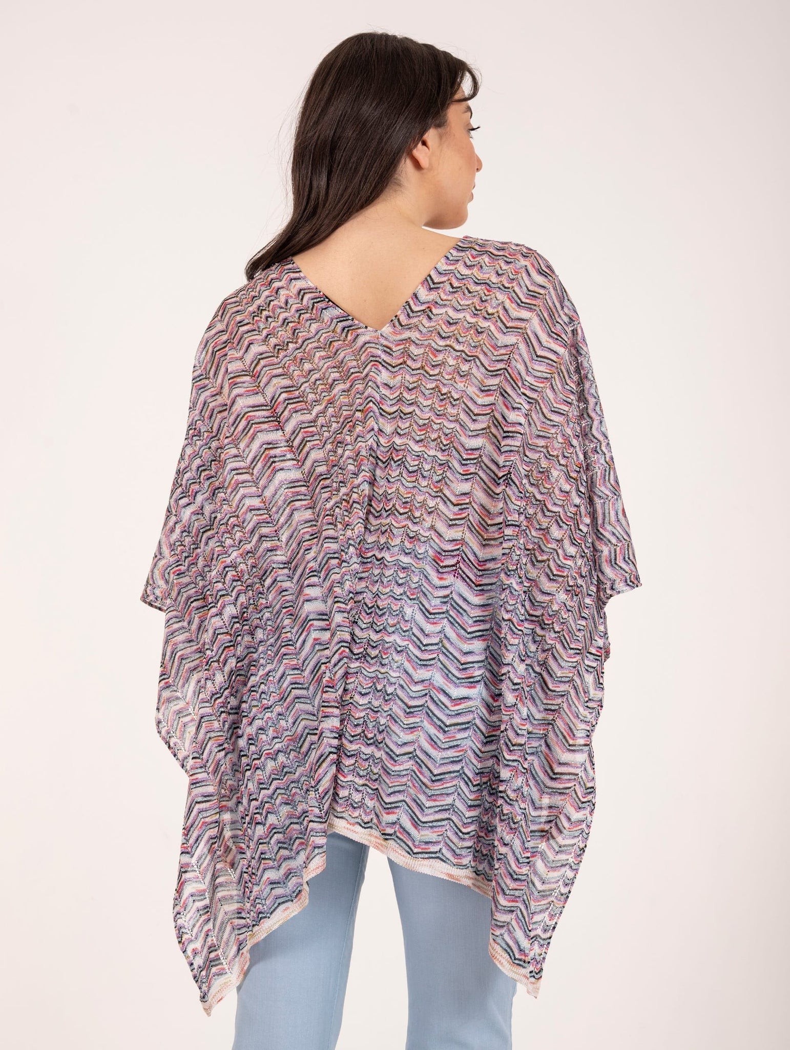 Poncho M Missoni in Viscosa e Cotone Multicolor Lurex