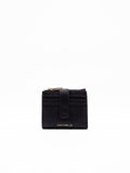 Portafoglio Coccinelle Metallic Soft aus genarbtem schwarzem Leder