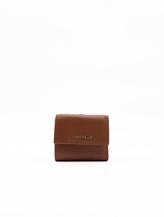 Coccinelle Metallic Soft Small Wallet in Cognac Hammered Leather