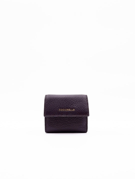 Coccinelle Metallic Soft Small Wallet in Plum Hammered Leather